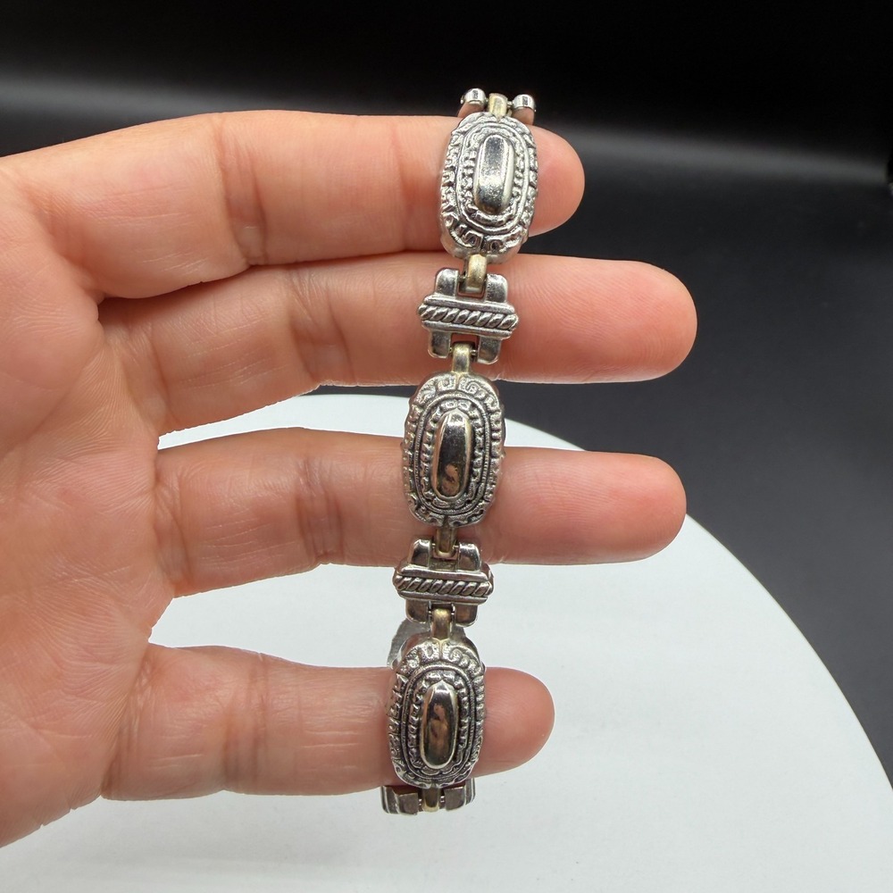 Silver Tone Western Concho Link Bracelet Southwestern Boho Cowboy Statement Gift